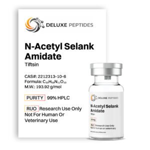 N-Acetyl Selank Amidate 10mg peptide vial by Deluxe Peptides with 99% purity HPLC verified label