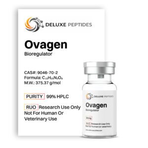 Ovagen 20mg bioregulator peptide vial by Deluxe Peptides with purity verified label