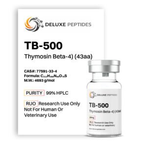 TB-500 10mg peptide Thymosin Beta-4 43aa vial by Deluxe Peptides laboratory grade