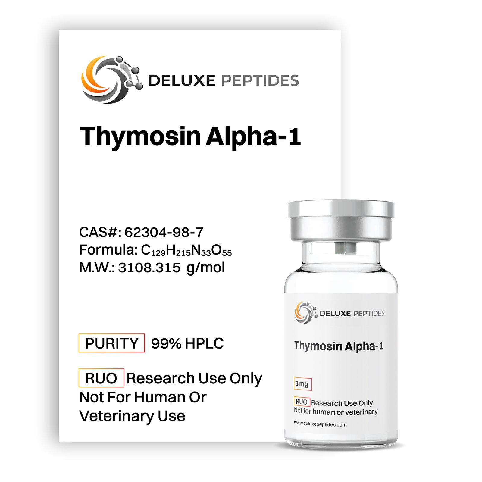 Thymosin Alpha-1 3mg research peptide vial