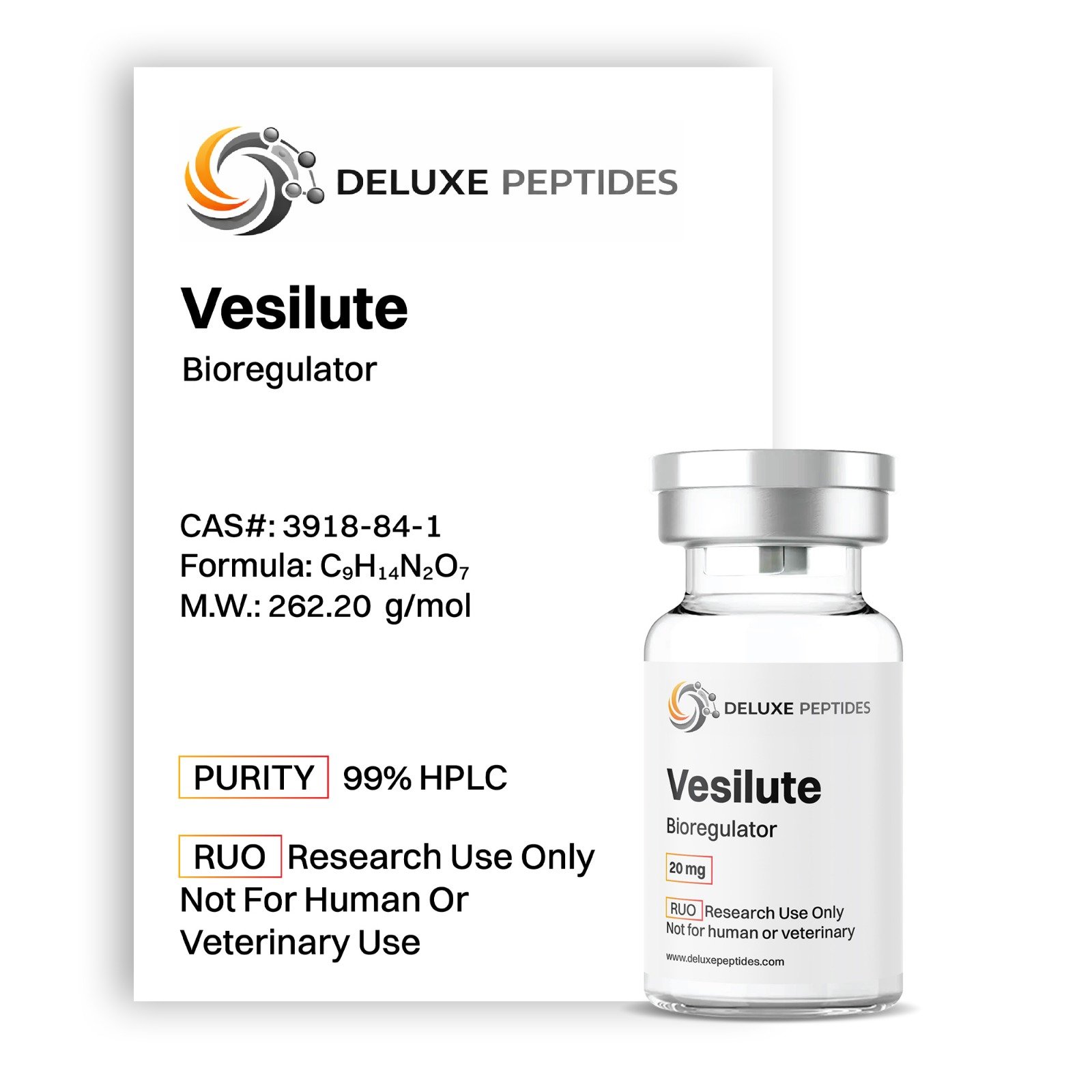 Vesilute 20mg Bioregulator research peptide vial